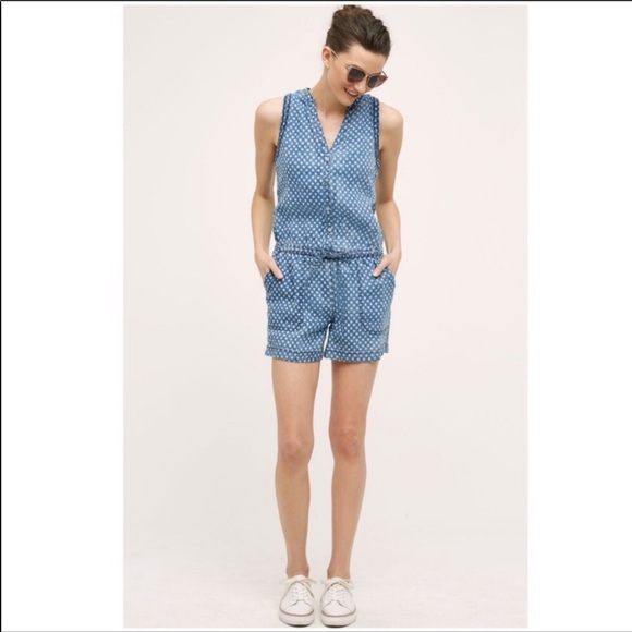 Anthropologie Pants - Anthropologie Jean Polka Dot Romper